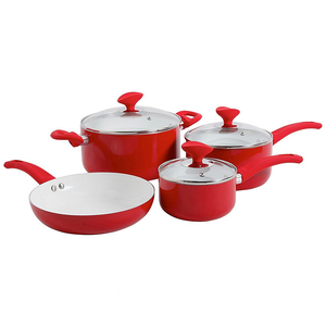7 Cái Red Chất Lượng Cao Masterclass Cao Cấp <span class=keywords><strong>Cookware</strong></span> Nhôm Gốm Nồi Đồ Nấu Nướng Bộ - Product Image 1