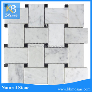 Bianco carrara mestizo negro puntos mosaico de mármol - Product Image 1
