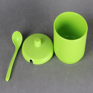 Impreso personalizado Set de 3 verde de plástico 4 oz condimento elegante tarro de especias con cucharas de servir y <span class=keywords><strong>la</strong></span> bandeja - Product Image 3
