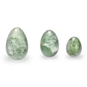 Kualitas Tinggi Nephrite 3 Pcs Set Jade Yoni Telur dengan Petunjuk dan Satu Kotak Dibor untuk Wanita Hadiah