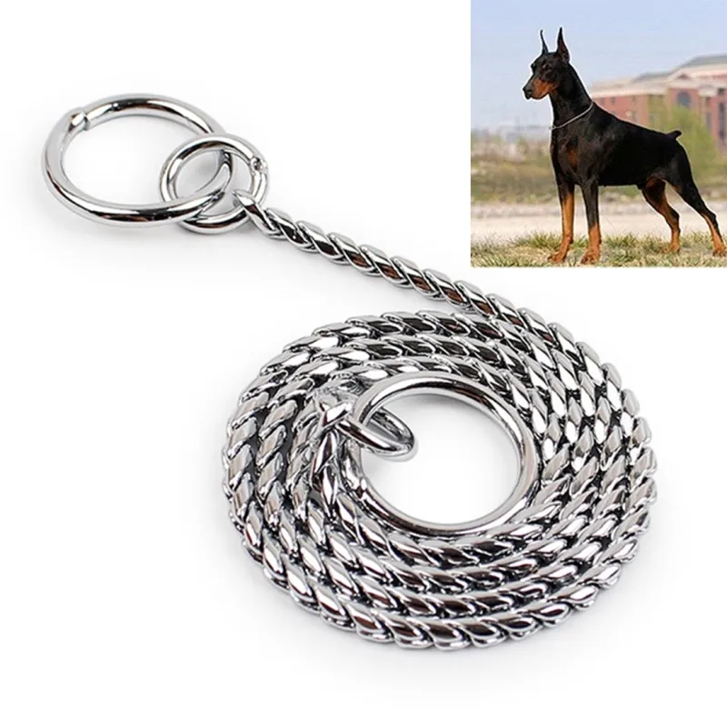 Collana a catena a forma di serpente in metallo per animali domestici Collari a girocollo da addestramento per animali domestici