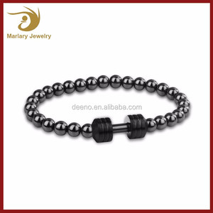 Guérison Lave Magnétique Perle Argent <span class=keywords><strong>Crossfit</strong></span> Musculation Haltère Haltère Bracelet Fitness Charme Bijoux Pour Hommes - Product Image 2