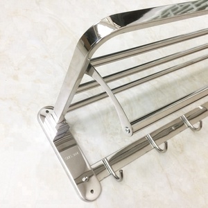 Huafa 304 Thép Không Gỉ Gấp Phòng Tắm Kệ Có Thể Gập Lại Khăn Giá Với 5 Quần Áo Móc - Product Image 6