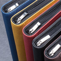 Portefeuille en cuir PU 50 pièces, avec fermeture à glissière, pour ordinateur, classeur de luxe, naturel, en carton, pour journal vierge