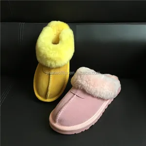 Bella confortevole pantofole di pelle di pecora pelliccia di scarpe a casa delle donne