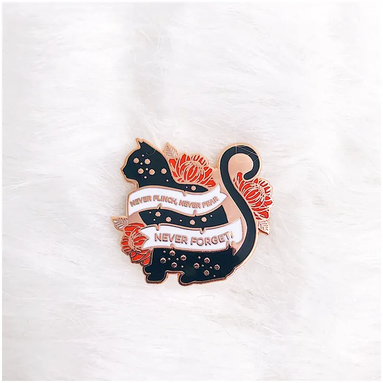 맞춤형 사랑스러운 검은 고양이 하드 에나멜 Kunshan 만화 꽃 옷깃 핀