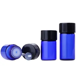 Manufacturers swing top empty 1ml 2ml 3ml 5ml sample vials tubes blue serum essential oil cosmetic glass bottle
