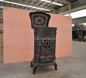 Poêle à <span class=keywords><strong>bois</strong></span> moderne en fonte Bestfire, autoportant, pour intérieur - Fabrication directe, petit foyer de chauffage pour la maison, bronze/noir mat - Product Image 1