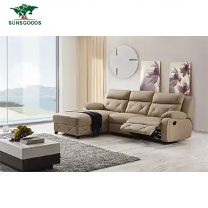 Calidad Superior esquina sofá de cuero pu marrón moderna silla de cuero