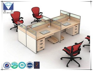 Tabique de madera de diseño moderno mobiliario de oficina 4 persona personal de estaciones de trabajo de oficina de - Product Image 1