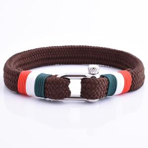 Colori fatti a mano in Nylon marrone della bandiera italiana D grillo in metallo nautico marrone corda bracciale - Product Image 1