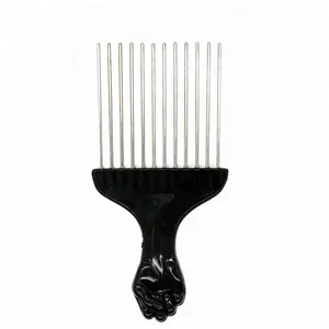 afro pente quente Suppliers-Pente afro preto de metal escova de dentes, pente quente para cabelo afro americano