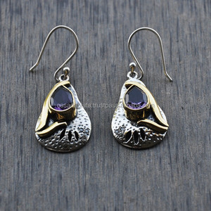 Amethyst Gemstone <b>Sterling</b> <b>Silver</b> <b>Dangle</b> <b>Earring</b> Pear Cut Purple <b>Earring</b> Best Price <b>Earring</b> Wedding, Gift for Women Unisex - Product Image 1