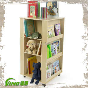 Comic book armario de almacenamiento de madera con ruedas, estante giratorio de libros de exhibición, gabinete de almacenamiento de juguetes de madera para niños - Product Image 2