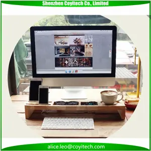 Vendita all'ingrosso supporto del monitor scrivania in ordine-Universale Desktop di Bambù Monitor Intensificare Piedistallo Del Computer Dock Portatile Titolare Espositore Staffa per iMac MacBook Notebook