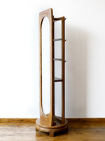 Oval Full Length Mirror Wood Frame Floor Standing with Coat Rack Hanger Nordic Japanese Style for Bedroom Entryway Wholesale