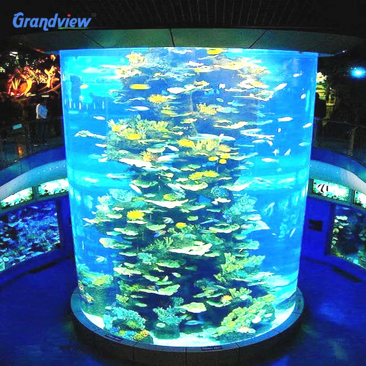 Cilindro acrílico de aquário de design grande, design moderno, 20mm-300mm, plástico transparente, aquários e acessórios sustentáveis