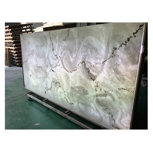 Transparent Artificial Marble Sheet/ Faux Alabaster Solid Surface Sheet for Wall Decoration