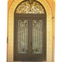 Porte extérieure de maison en fer forgé, arquées chinoise antique, intérieur en fer forgé