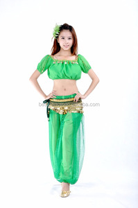 BestDance Set da Danza del Ventre Araba <span class=keywords><strong>Sexy</strong></span> per Donne, Top a Maniche Corte, Cintura e Pantaloni, Costume da Ballerina OEM - Product Image 3