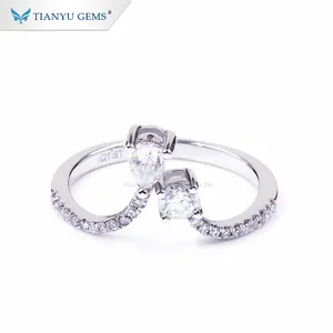 Tianyu Gems Fashion Onregelmatige Goedkope Sieraden 925 Sterling Zilveren Vergulde Moissanite Ring Voor Vrouwen