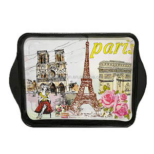 Plateaux <span class=keywords><strong>de</strong></span> service souvenirs <span class=keywords><strong>de</strong></span> <span class=keywords><strong>Paris</strong></span> personnalisés avec logo imprimé, décoratifs pour touristes, en métal étamé, petit plateau cadeau - Product Image 1