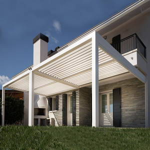10 pieds x 10 pieds Motorisé réglable imperméable résistant au soleil auvent à persiennes en aluminium pergola - Product Image 5