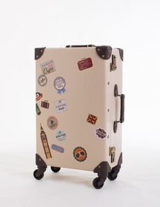 <span class=keywords><strong>Valise</strong></span> décorative de style vintage blanche avec <span class=keywords><strong>4</strong></span> roulettes pivotantes - Product Image 1