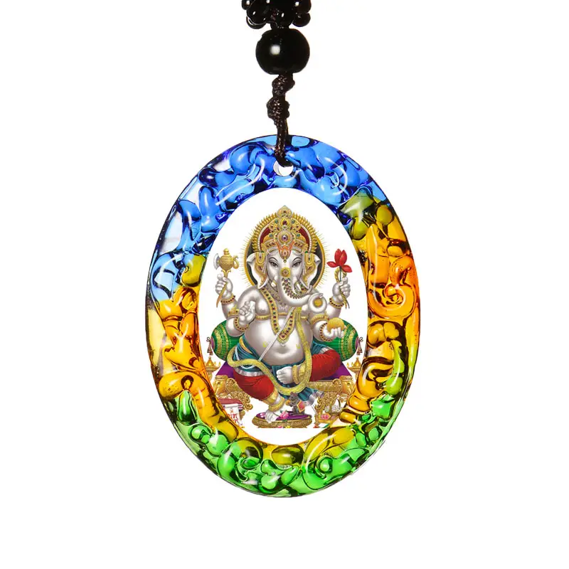 Pooja用カスタマイズカラー釉薬ヒンドゥー教の神ガネーシュmurtiペンダント