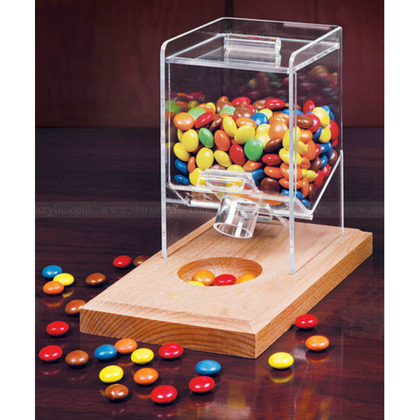 Holz und acryl desktop süßigkeiten spender, heißer verkauf acryl desktop spender, desktop candy dispenser mit holzsockel| Alibaba.com