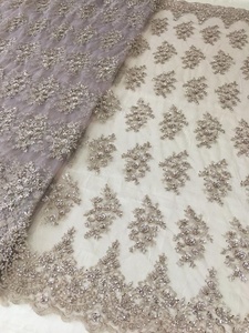 호화스러운 무거운 구슬로 만드는 레이스 tulle 자수 직물 금속 자수 디자인 당 복장 물자 - Product Image 3