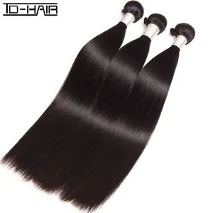 Cheveux brésiliens naturels vierges lisses qualité 9A — TDHAIR, mèches soyeux, longueur mixte, couleur naturelle, offre en lots de 3