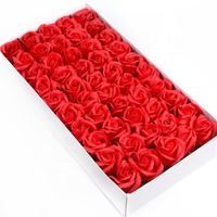 50 pièces/boîte, roses en savon à trois couches pour la Saint-Valentin, fleurs artificielles pour décorations de mariage, haute qualité