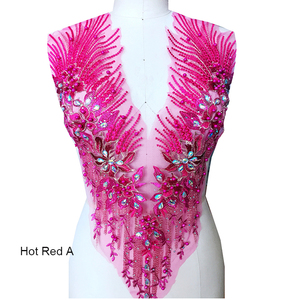 Miếng dán trang trí ren 3D đính hạt, thêu hoa, đính đá, rất thích hợp cho việc tự làm cổ áo, thân áo, váy cưới, váy dự tiệc - Product Image 2