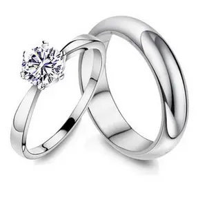 Newest chic silver plated valentine day lover couple ring