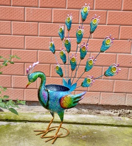<span class=keywords><strong>In</strong></span> <span class=keywords><strong>ferro</strong></span> <span class=keywords><strong>battuto</strong></span> per esterni decorazione del giardino forma di animale Del metallo Del Pavone Pentole - Product Image 4