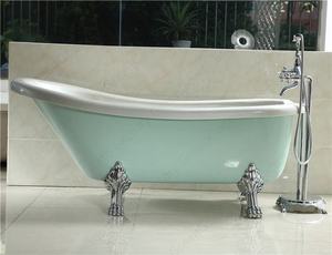 <span class=keywords><strong>Baignoire</strong></span> classique verte vibrante en acrylique d'usine, <span class=keywords><strong>baignoire</strong></span> à pieds en bois utilisée - Product Image 2