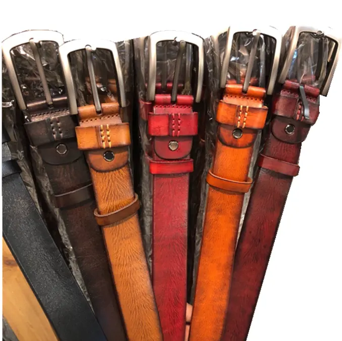 Luxury pin buckle premium waist belt vintage genuine leather belt men