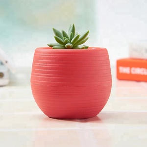 Mini di Plastica Rotondo Pianta <span class=keywords><strong>Vaso</strong></span> di Fiori per il Giardino di Casa Ufficio Decor - Product Image 4