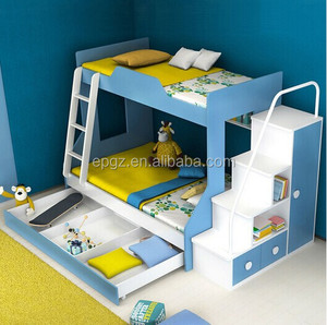 Ensemble Mobilier Moderne Vert pour Chambre à Coucher d'École ou de Dortoir : <span class=keywords><strong>Lit</strong></span> <span class=keywords><strong>Superposé</strong></span> en Bois, Bureau et Armoire - Product Image 2