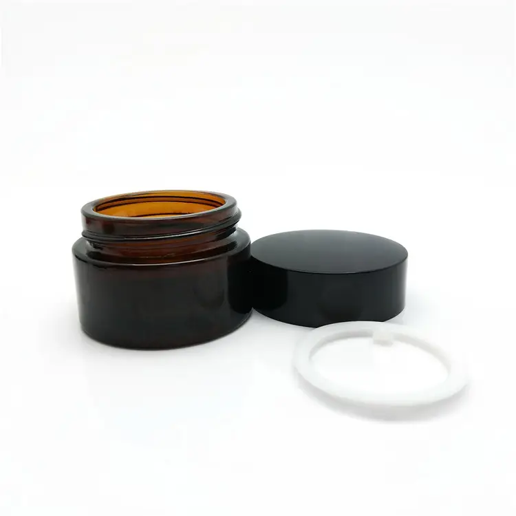 15G Ronde Zwarte Schroef Top Abs Deksel Cosmetische Crème Originele Amber Glazen Pot