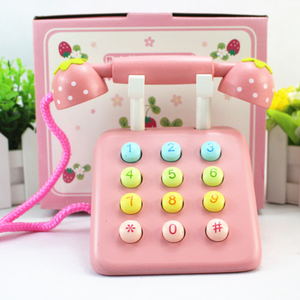 Jeu de rôle pour enfants Montessori, téléphone en bois <span class=keywords><strong>rose</strong></span> - Product Image 6