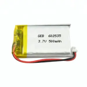 充電式リチウム電池GEB 500mah 3.7v 602535 GPS mp4 PSP用