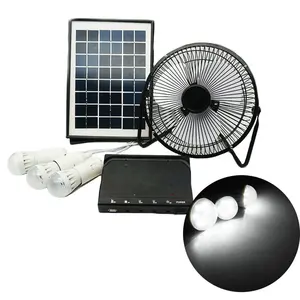 5W Solar panel mit 3 Stück Glühbirnen Taschenlampe USB-Ladegerät tragbarer Lüfter Außen not lichter Solargenerator tragbare Solarenergie