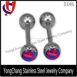 Plata de moda <span class=keywords><strong>piercing</strong></span> logotipo personalizado hermosa fake anillo de la lengüeta - Product Image 2