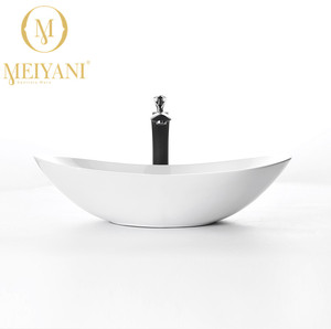 Lavabo en céramique Meiyani, à poser sur plan de travail, forme de bateau, noir mat - Product Image 4