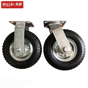Heavy Duty Industrial Steel Plate Swivel And Fixed Roller Casters 8 zoll Rubber Pneumatic Rigid Wheels - Product Image 6