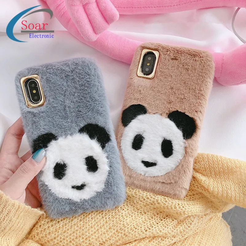 2019 New Arrivals Cute Panda Warm Fur Phone Case For Girls, Anti-drop Trending Hard PC Fluffy Cover For iPhone X/XS/XS MAX Case
