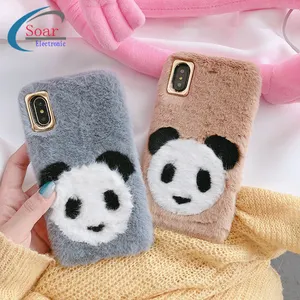 2019 Nuovi Arrivi Carino Panda Caldo Cassa del Telefono di Pelliccia Per Le Ragazze, anti-goccia di Tendenza Dura del PC Soffici Cover Per iPhone X/XS/XS Caso di MAX