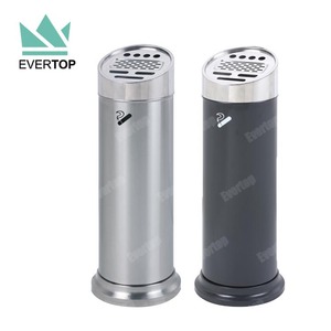 TS-FCB016 Large Capacity Waste Receptacle & Cigarette Bin Cylindrical Cigarette Butt Receptacle Sloping Top Smokers Station